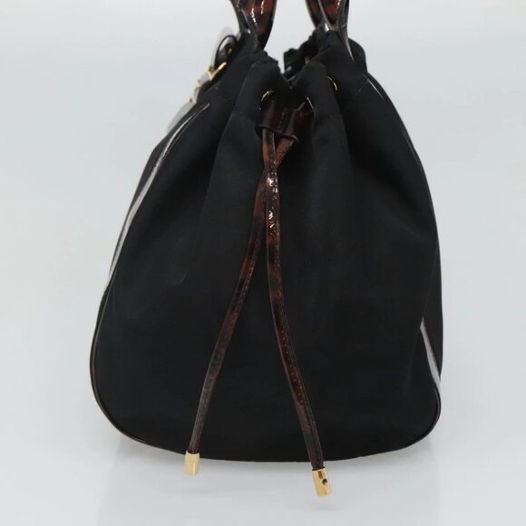 Salvatore Ferragamo Shoulder Bag Nylon Black Gold Auth 118189 - Picture 5 of 14